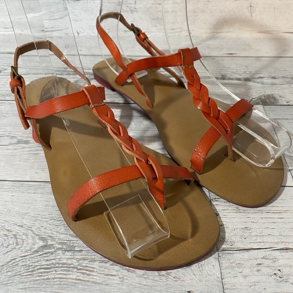 Mossimo Supply Co Sandals Womens 8 Brown Leather Strapy Buckle Braided Boho Fun‎